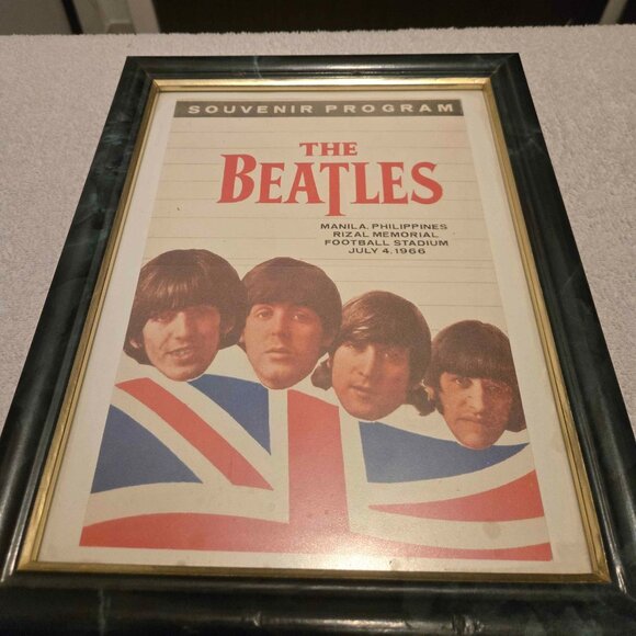 Vintage Framed The Beatles 1966 Manila Concert Poster / Program Cover - Picture 1 of 5